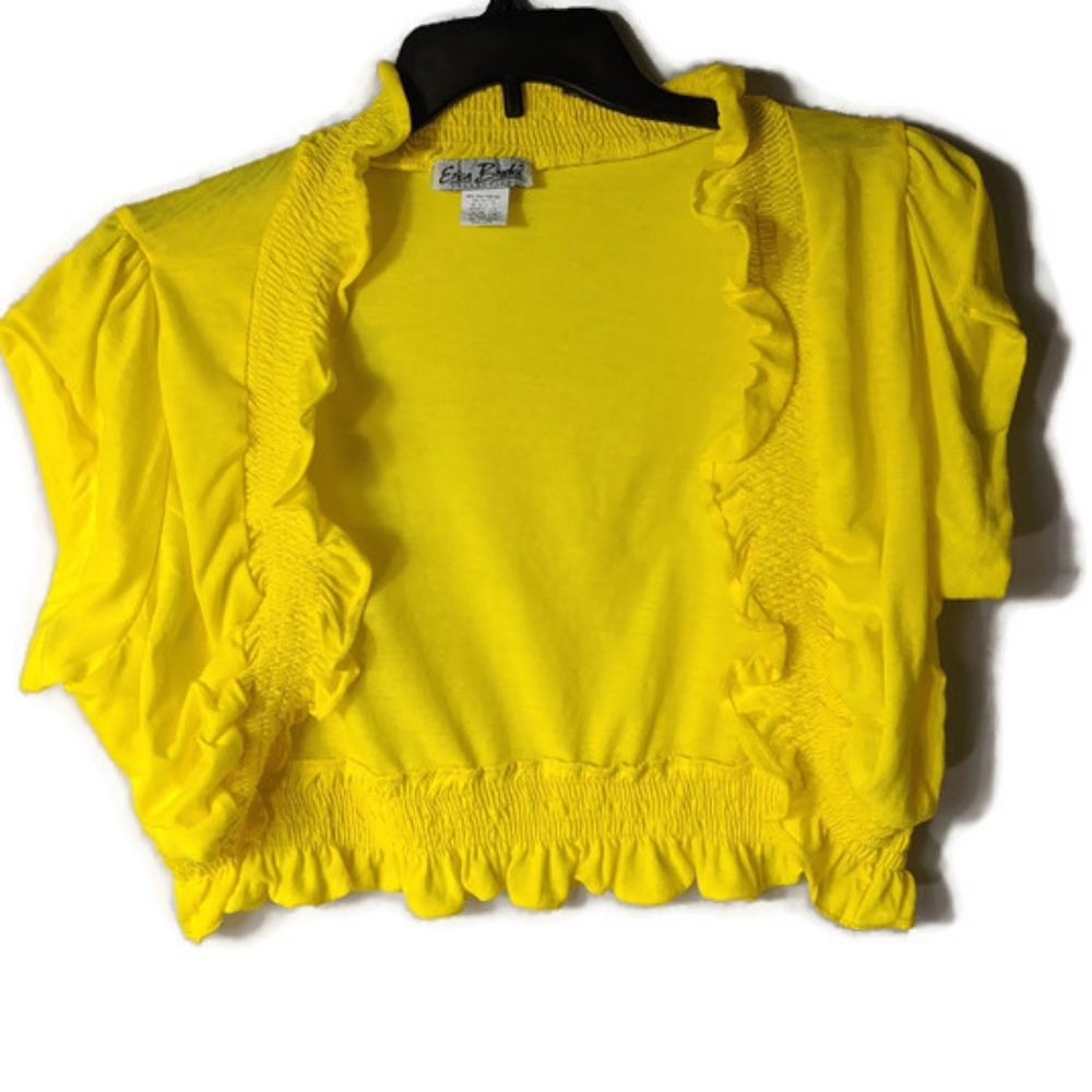 Erica Burke Yellow Ruffle Shrug
